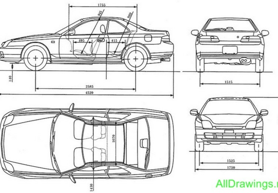 Honda Prelude (1999) (Honda Prelud (1999)) - drawings (drawings) of the car